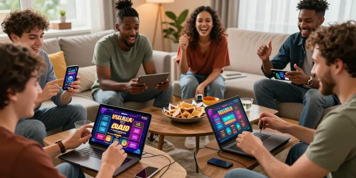 Exciting scene showcasing players enjoying diverse games on https://b52club.radio.fm/ in a cozy living room setting.