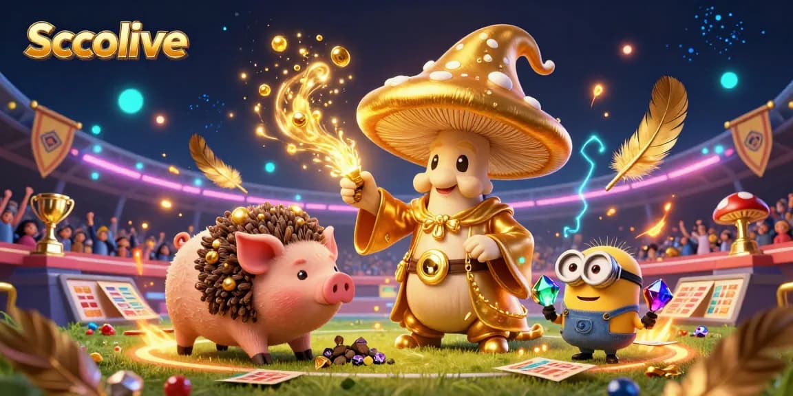 Socolive features a cartoon wizard casting golden magic in a vibrant sports betting scene.