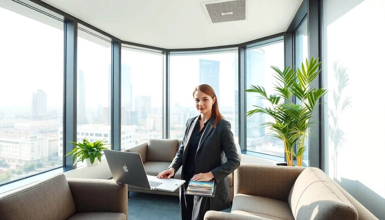 Immobilienmakler Frankfurt Ginnheim Beratung in einem modernen Büro mit Stadtblick.