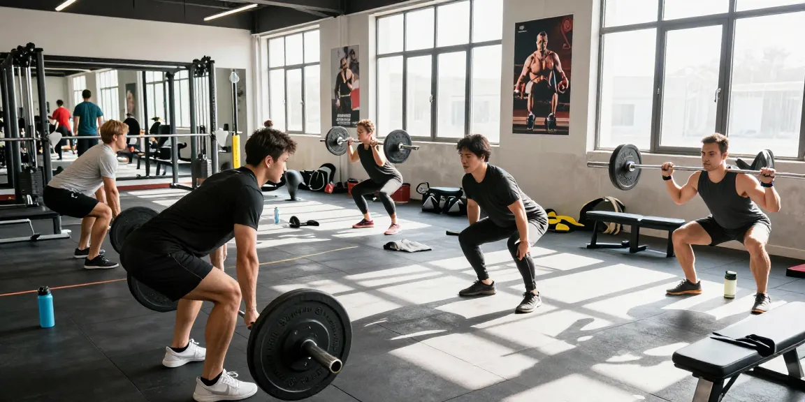 Anabolika Shop Deutschland: Aktive Bodybuilder im Fitnessstudio bei Gewichtsübungen, umgeben von modernem Equipment.