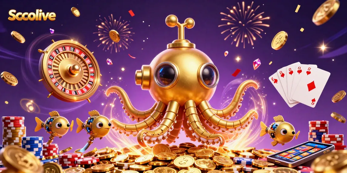 Socolive showcases live betting with an exciting kraken submarine and treasures in action.