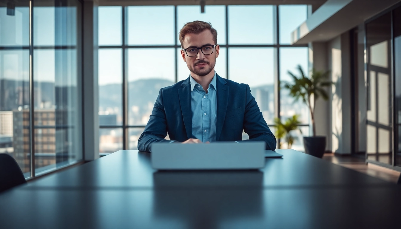 Headhunter Schweiz berät Klienten in modernem Büro mit urbaner Aussicht.